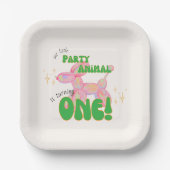 我々の小さなパーティーバルーン動物の最初の誕生日 ペーパープレート (正面)