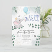 我々の小さなピーナッツキュートElaphant男の赤ちゃんシャワー 招待状 (スタンド正面)