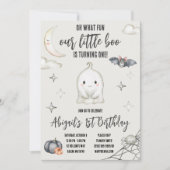 我々の小さなブーが一つになった!ハロウィーン誕生日 招待状 (正面)