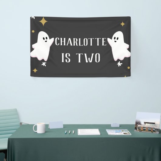 我々の小さなブーが2つの誕生日写真を回している 横断幕 (トレードショー)