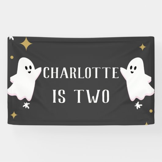 我々の小さなブーが2つの誕生日写真を回している 横断幕 (横)