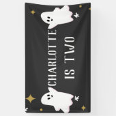 我々の小さなブーが2つの誕生日写真を回している 横断幕 (縦)