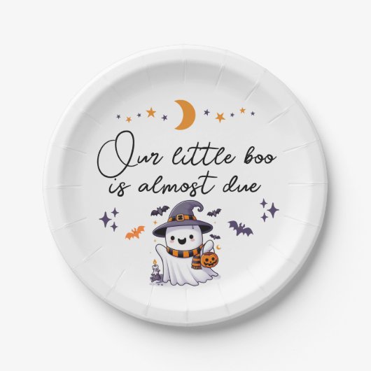 我々の小さなブーはほとんど赤ちゃんシャワー ペーパープレート (正面)