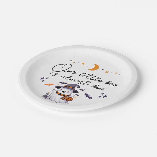 我々の小さなブーはほとんど赤ちゃんシャワー ペーパープレート (アングル)