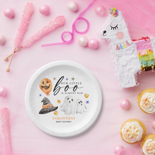 我々の小さなブーはハロウィーンの赤ちゃんシャワー ペーパープレート (パーティー)