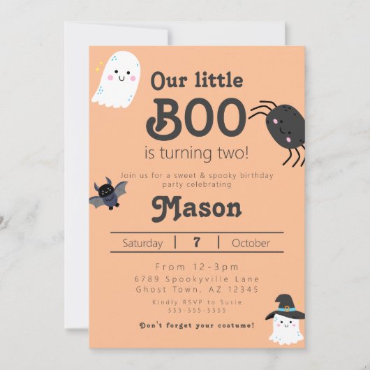 我々の小さなブーは2つの誕生日招待状 招待状 (正面)