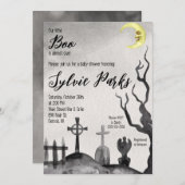 我々の小さなブーは、ほぼ正当な墓地の赤ちゃんシャワー 招待状 (正面/裏面)