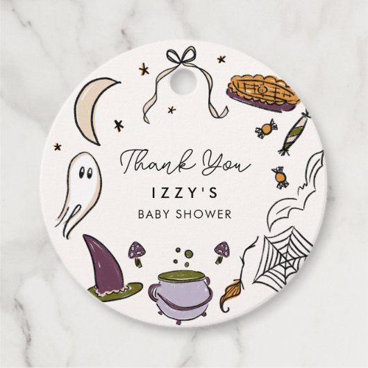 我々の小さなブーほとんどハロウィーン赤ちゃんシャワー フェイバータグ (正面)