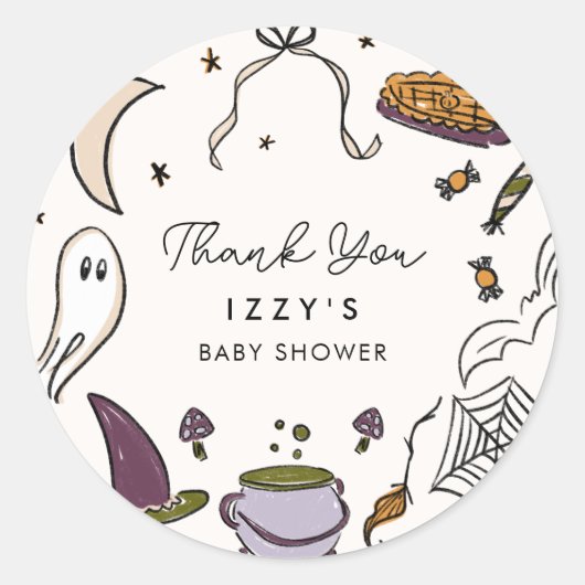 我々の小さなブーほとんどハロウィーン赤ちゃんシャワー ラウンドシール (正面)