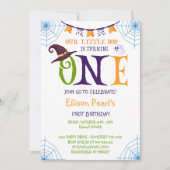 我々の小さなブーを回す1ハロウィーン1歳の誕生日 招待状 (正面)