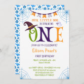 我々の小さなブーを回す1ハロウィーン1歳の誕生日 招待状 (正面/裏面)