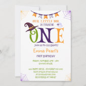 我々の小さなブーを回す1ハロウィーン1歳の誕生日 招待状 (正面)