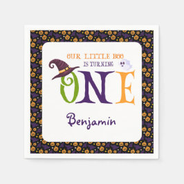 我々の小さなブーを1つ、ハロウィーン1歳の誕生日 スタンダードカクテルナプキン