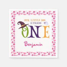 我々の小さなブーを1つ、ハロウィーン1歳の誕生日 スタンダードカクテルナプキン