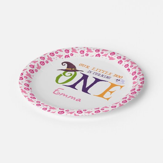 我々の小さなブーを1つ、ハロウィーン1歳の誕生日 ペーパープレート (アングル)