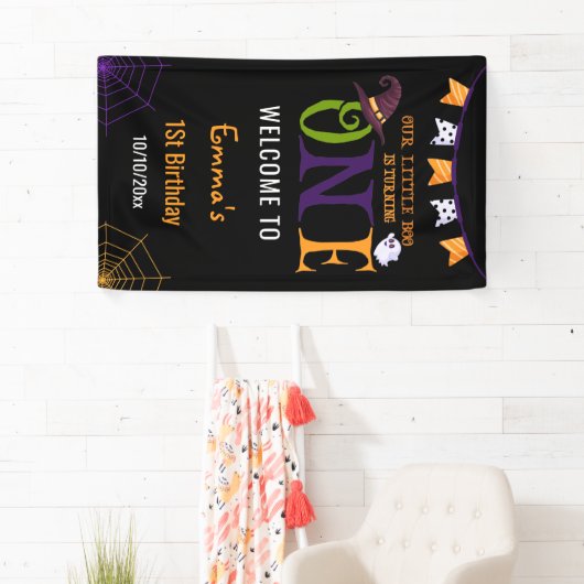 我々の小さなブーを1つ、ハロウィーン1歳の誕生日 横断幕 (インサイチュ)