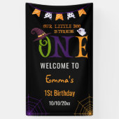 我々の小さなブーを1つ、ハロウィーン1歳の誕生日 横断幕 (縦)