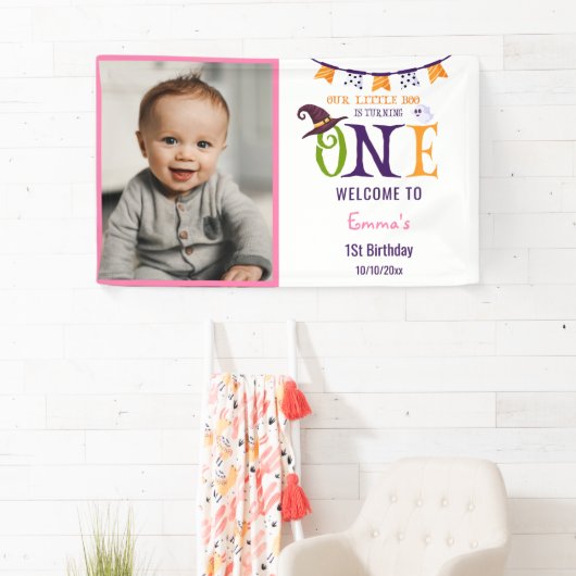 我々の小さなブーを1つ、ハロウィーン1歳の誕生日 横断幕 (インサイチュ)