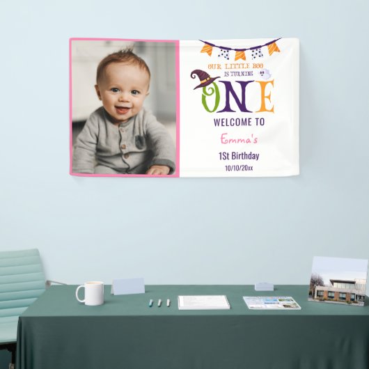 我々の小さなブーを1つ、ハロウィーン1歳の誕生日 横断幕 (トレードショー)