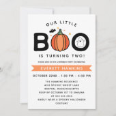 我々の小さなブー白ハロウィーン誕生日パーティー 招待状 (正面)