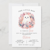 我々の小さなブー2つの誕生日幽霊Boho 招待状 (正面)