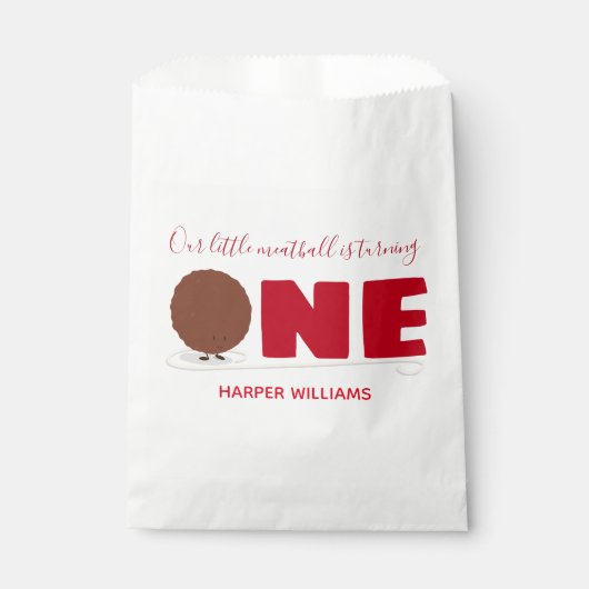 我々の小さなミートボールが1つ最初の誕生日を回す フェイバーバッグ (正面)