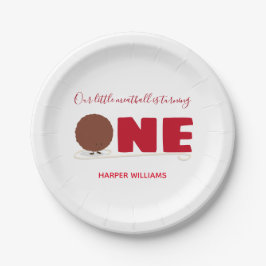 我々の小さなミートボールが1つ最初の誕生日を回す ペーパープレート