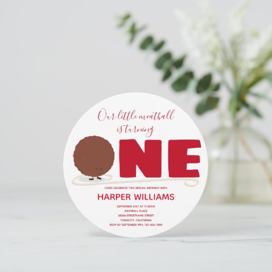 我々の小さなミートボールが1つ最初の誕生日を回す 招待状 (スタンド正面)