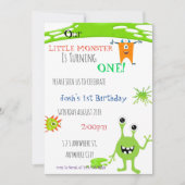 我々の小さなモンスターは一つの誕生日招待状 招待状 (正面)