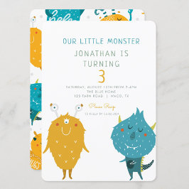 我々の小さなモンスターカラフル誕生日 招待状