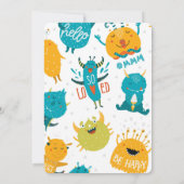 我々の小さなモンスターカラフル誕生日 招待状 (裏面)