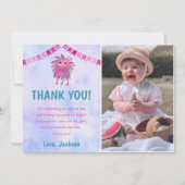 我々の小さなモンスター写真の誕生日パーティーヨ感謝していー 招待状 (正面)