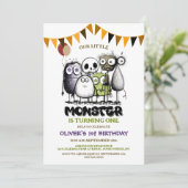 我々の小さなモンスター1歳の誕生日パーティー 招待状 (スタンド正面)