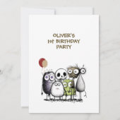 我々の小さなモンスター1歳の誕生日パーティー 招待状 (裏面)