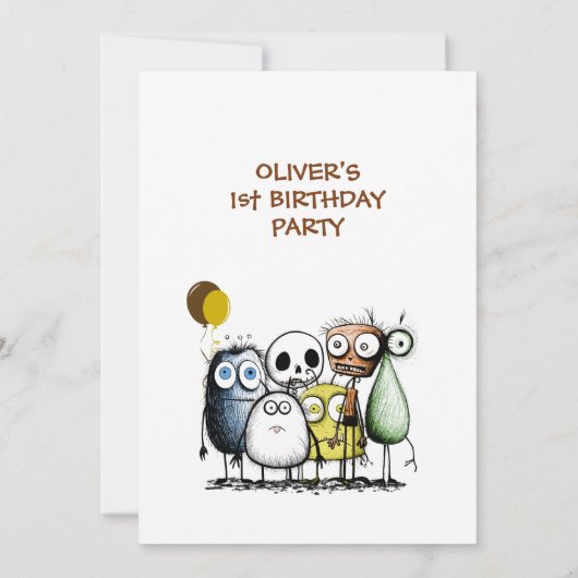 我々の小さなモンスター1歳の誕生日パーティー 招待状 (裏面)