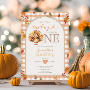 我々の小さな七面鳥の秋のアーチターニングワン誕生日 招待状