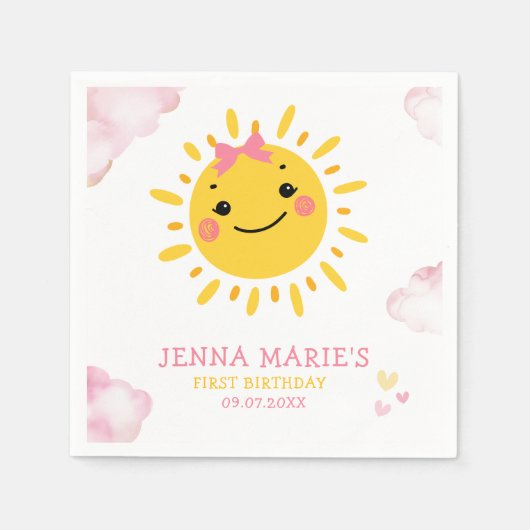 我々の小さな太陽の光が一つ回っている スタンダードカクテルナプキン (正面)