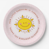 我々の小さな太陽の光が1人の女の子の誕生日 ペーパープレート (正面)
