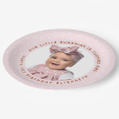 我々の小さな太陽の光は1つの女の子の誕生日写真 ペーパープレート (アングル)