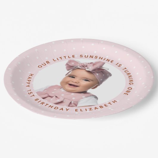我々の小さな太陽の光は1つの女の子の誕生日写真 ペーパープレート (アングル)
