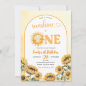 我々の小さな太陽は1つの夏のテーマ最初の誕生日 招待状 (正面)