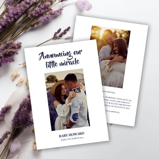 我々の小さな奇跡の写真妊娠の発表 招待状