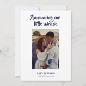 我々の小さな奇跡の写真妊娠の発表 招待状 (正面)