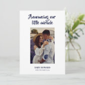 我々の小さな奇跡の写真妊娠の発表 招待状 (スタンド正面)