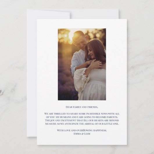 我々の小さな奇跡の写真妊娠の発表 招待状 (裏面)