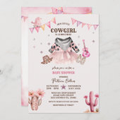 我々の小さな女性のカーボーイウェスタン赤ちゃんシャワー 招待状 (正面/裏面)