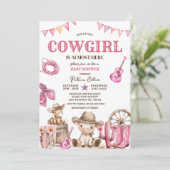 我々の小さな女性のカーボーイワイルドウエストベイビーシャワー 招待状 (スタンド正面)