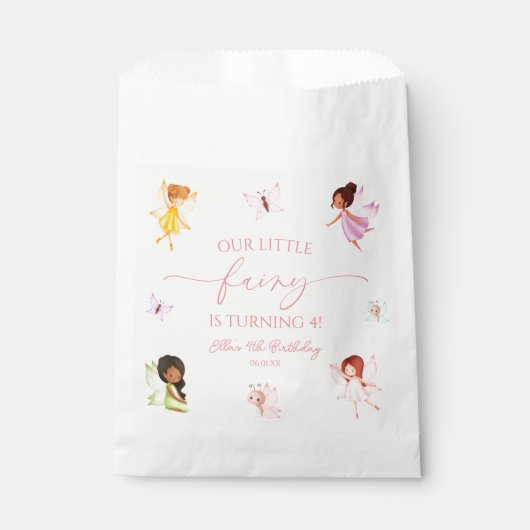 我々の小さな妖精に魅了された妖精の誕生日パーティー フェイバーバッグ (正面)
