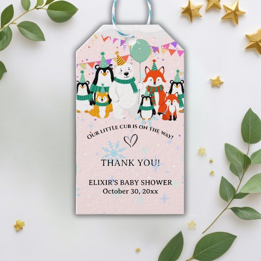 我々の小さな子犬 | 北極動物赤ちゃんシャワー ギフトタグ