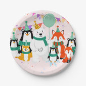 我々の小さな子犬 | 北極動物赤ちゃんシャワー ペーパープレート (正面)